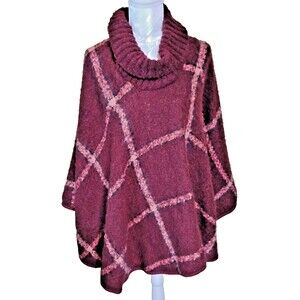 Established 1946 Women Red Poncho OSFA Super cozy Classic flowy, Classic Retro